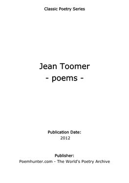 Jean Toomer - Poems