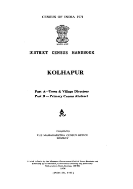 District Census Handbook, Kolhapur, Part