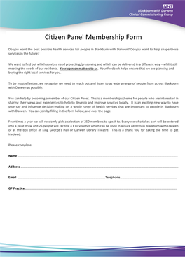 Citizen Panel Membership Form