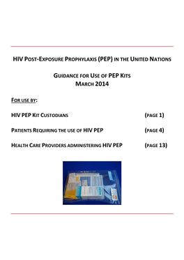 Hiv Post-Exposure Prophylaxis (Pep) in the United Nations