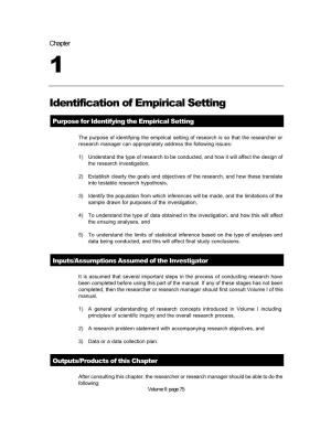 Identification of Empirical Setting