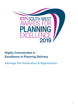 Highly Commended in Excellence in Planning Delivery