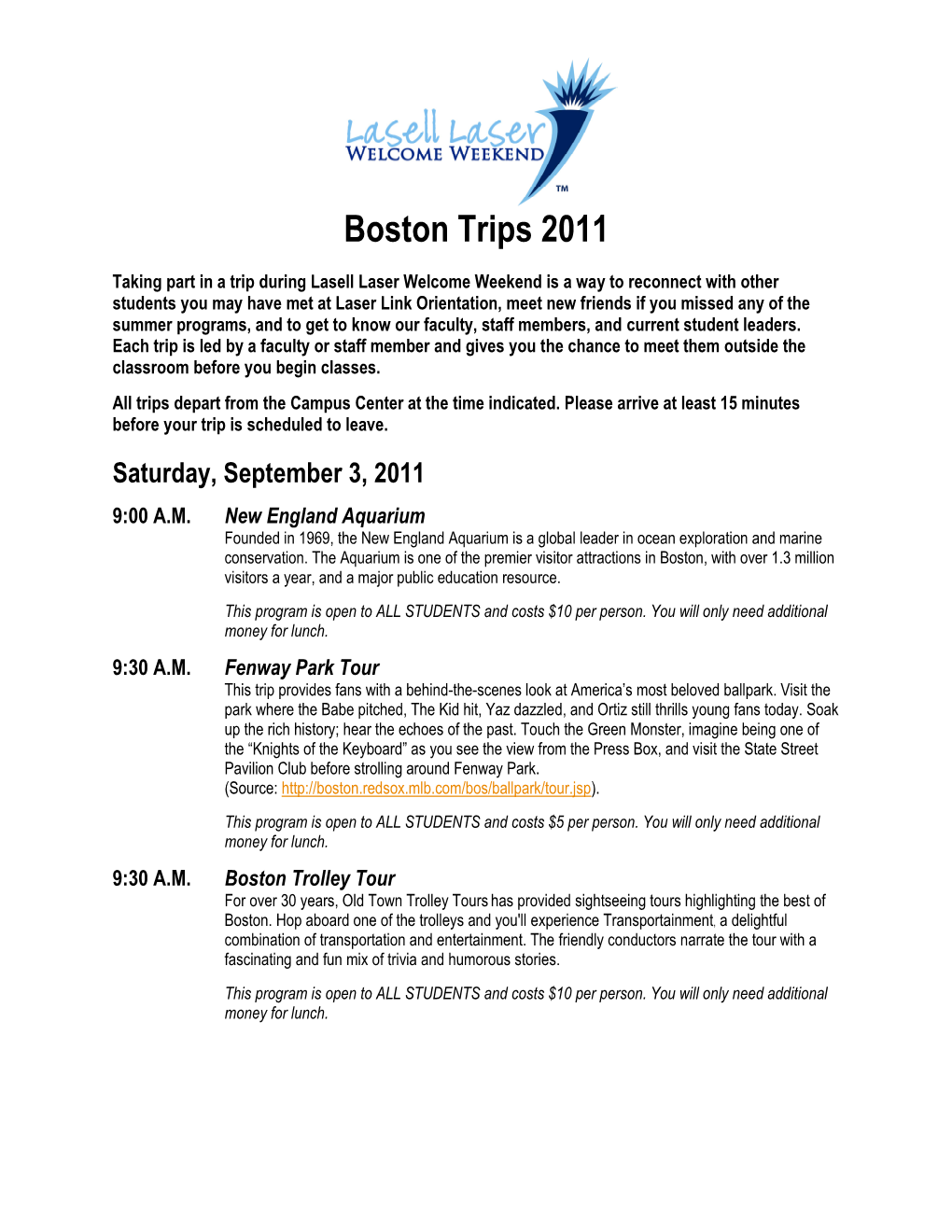 Boston Trips 2011
