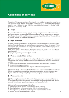 KIELIUS Conditions of Carriage