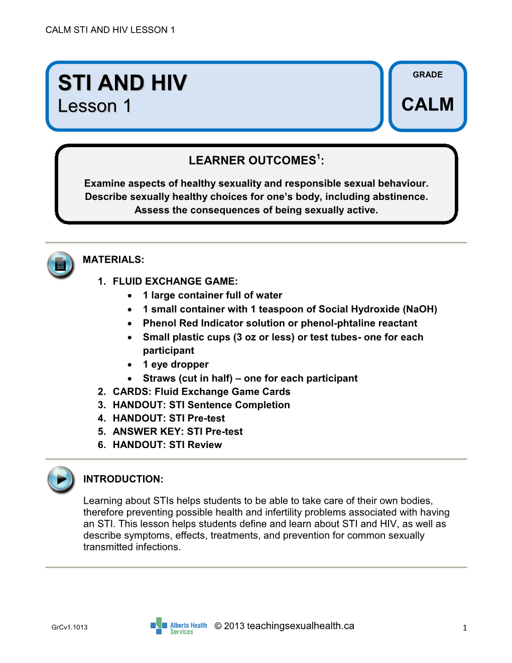 Sti and Hiv Lesson 1