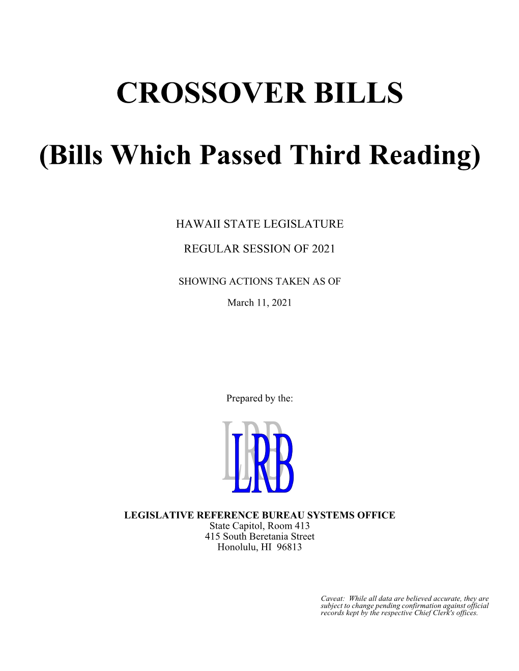 Bills That Passed Third Reading