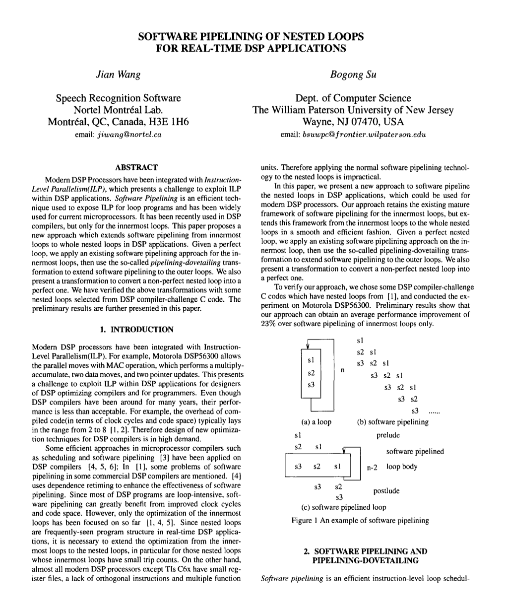 Software Pipelining of Nested Loops for Real-Time Dsp Applications