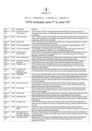 TPTV Schedule June 7Th to June 13Th