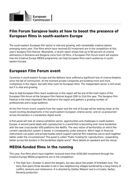 Film Forum Sarajevo Looks at How to Boost the Presence of European Films in South-Eastern Europe