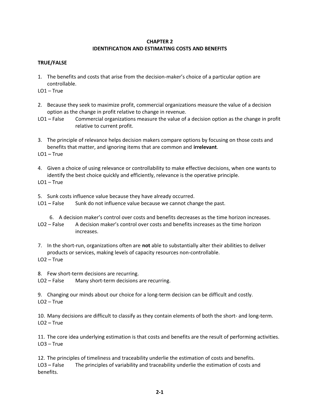 Identification and Estimating Costs and Benefits s1