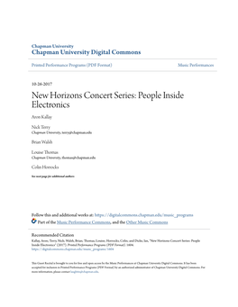 New Horizons Concert Series: People Inside Electronics Aron Kallay