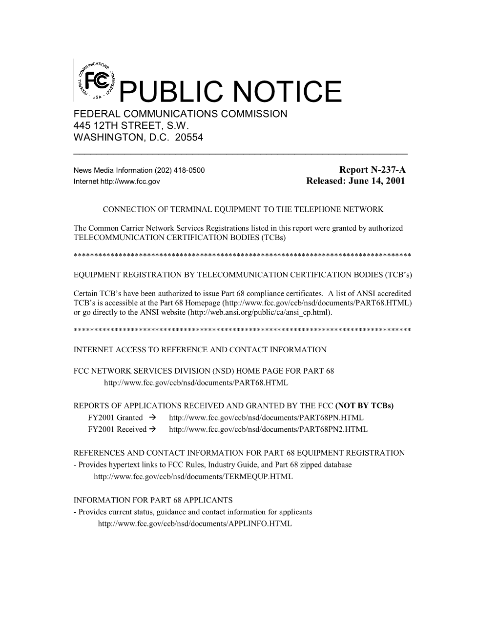 Public Notice Federal Communications Commission 445 12Th Street, S.W