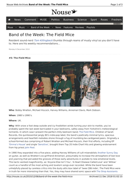 Band of the Week: the Field Mice | Nouse