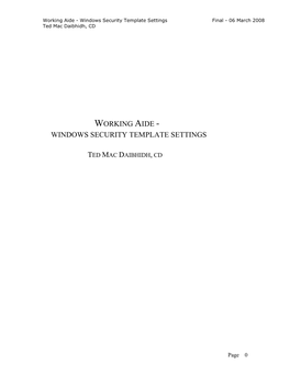 Windows Security Template Settings Ted Mac Daibhidh, Cd