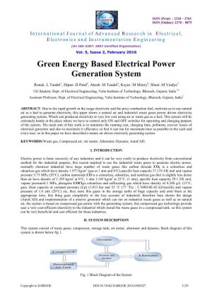 Green Energy Based Electrical Power Generation System
