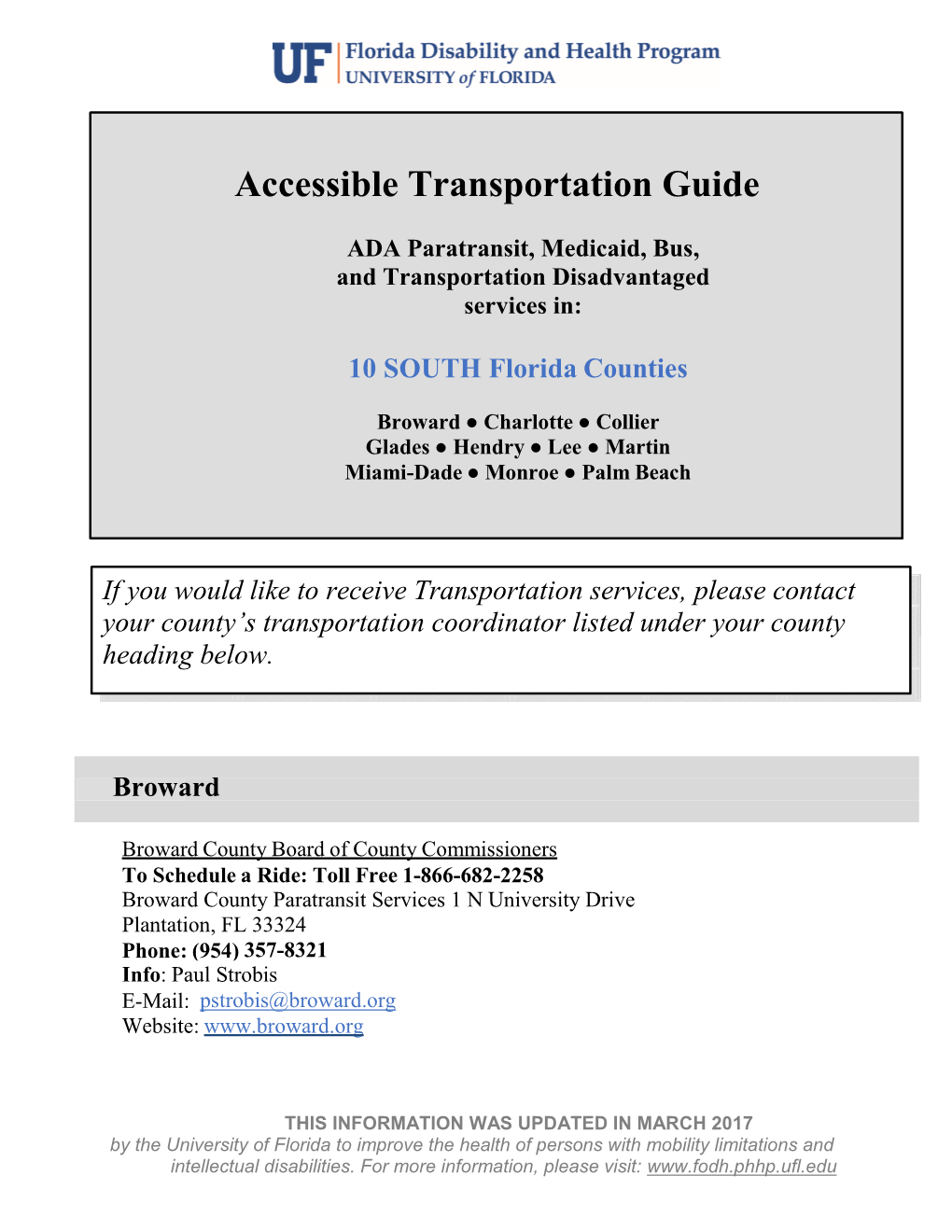 South Florida Transportation Guide