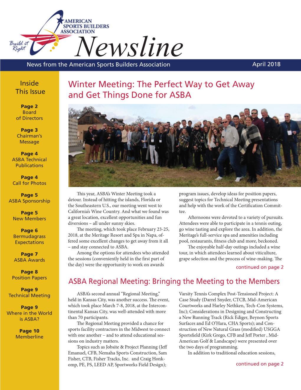 Newsline News from the American Sports Builders Association April 2018