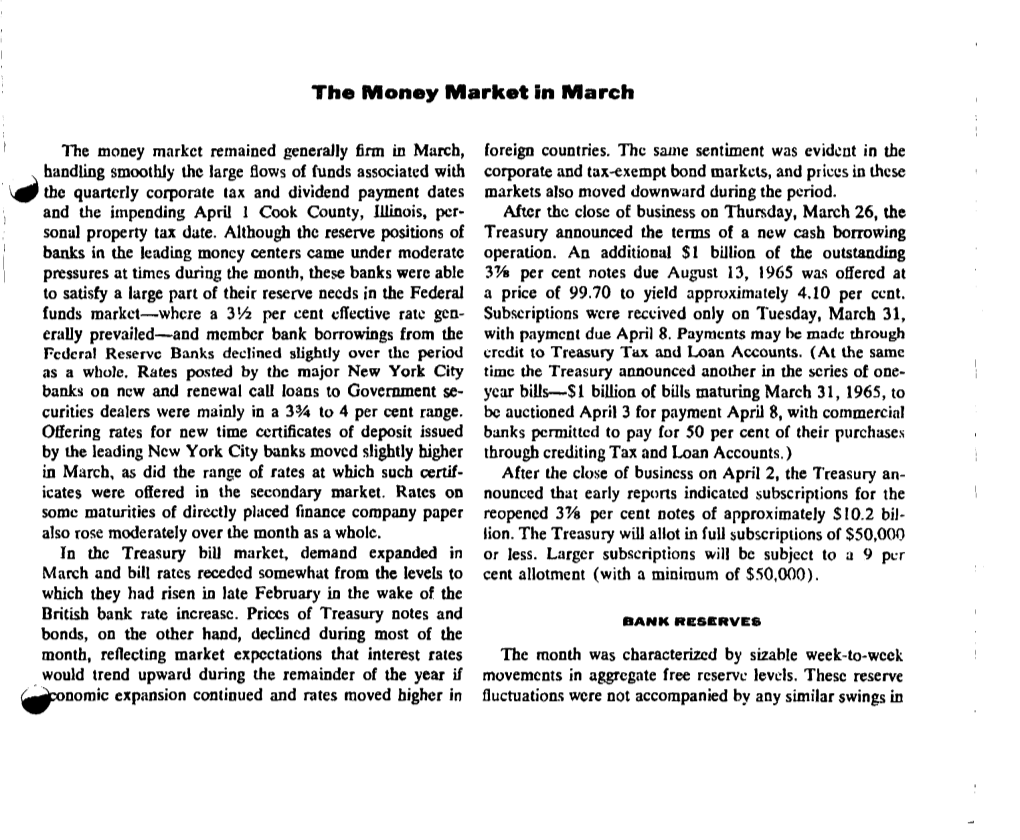 The Money Market in March 1964