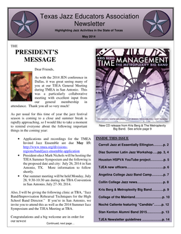 May 2014 Newsletter