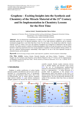 Exciting Insights Into the Synthesis and Chemistry of the Miracle Material of the 21St Century and Its Implementation in Chemistry Lessons for the First Time