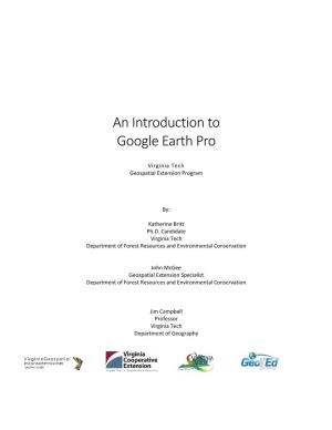 An Introduction to Google Earth Pro