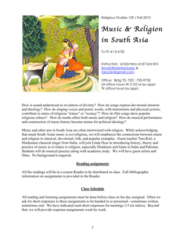 Music & Religion in South Asia