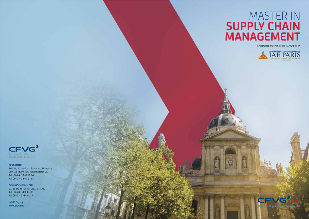 Master in Supply Chain Management Specialized Master Degree Awarded By