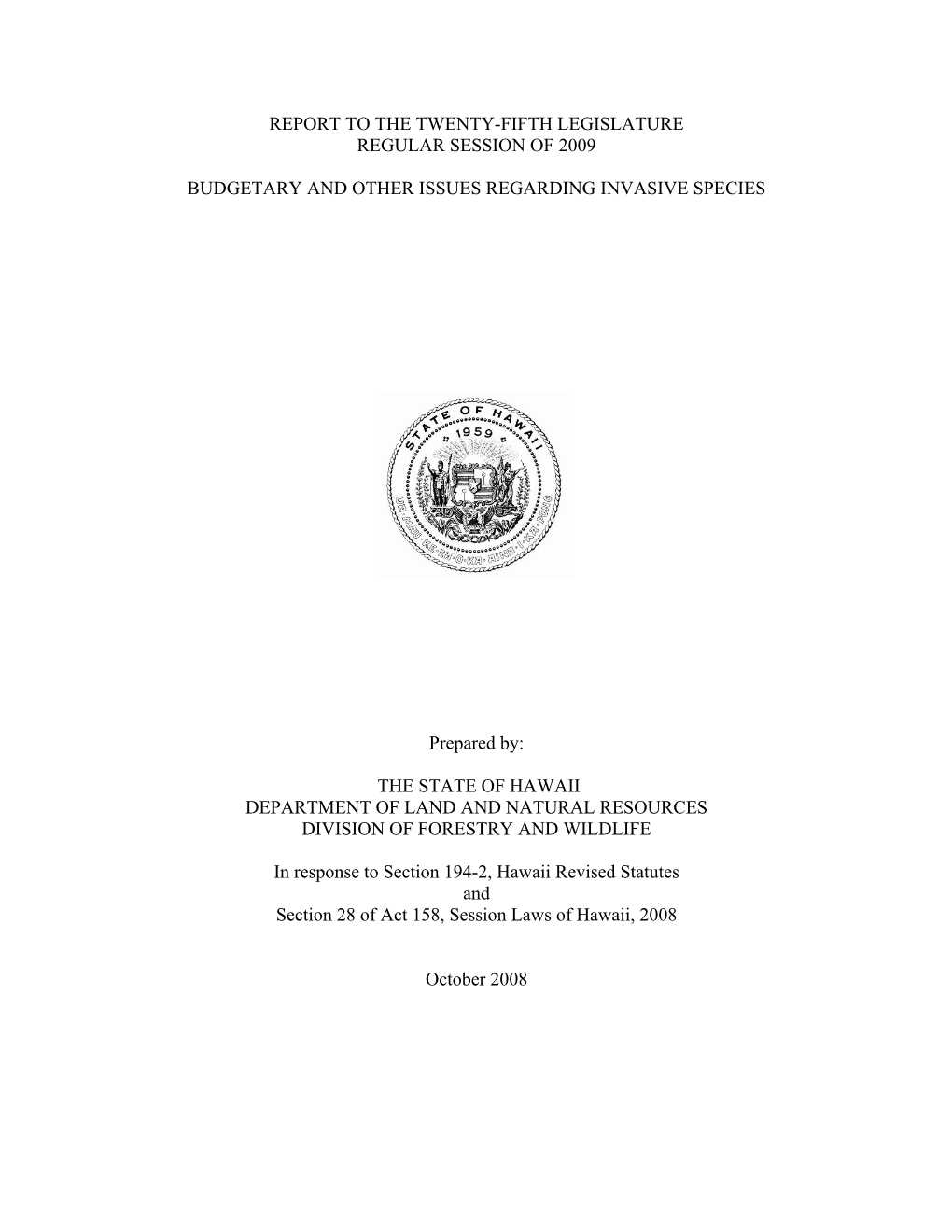 2009 Legislative Report