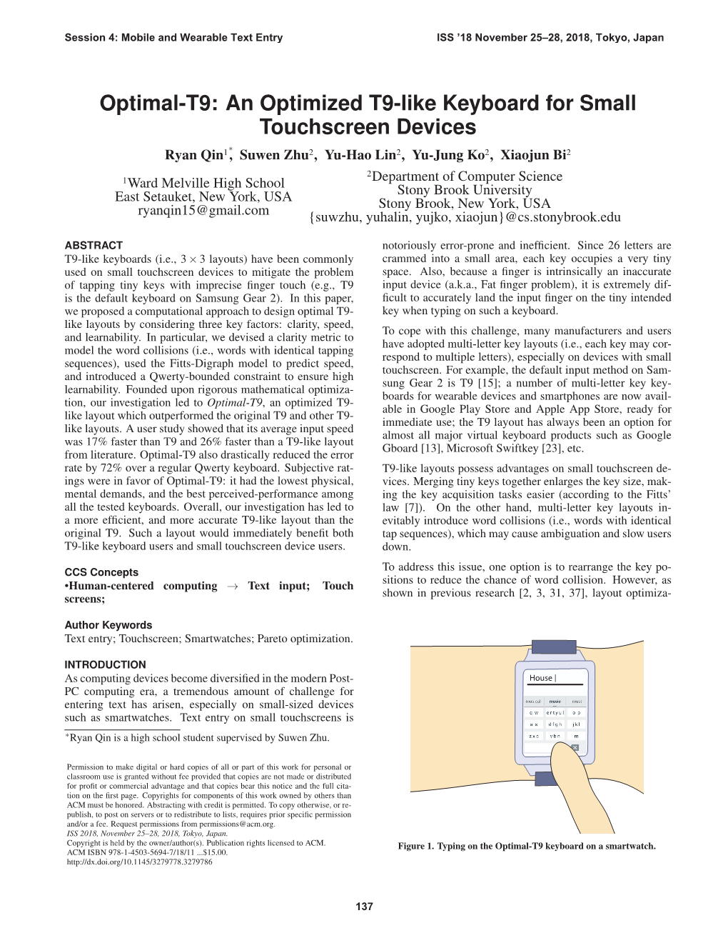 Optimal-T9: an Optimized T9-Like Keyboard for Small Touchscreen Devices