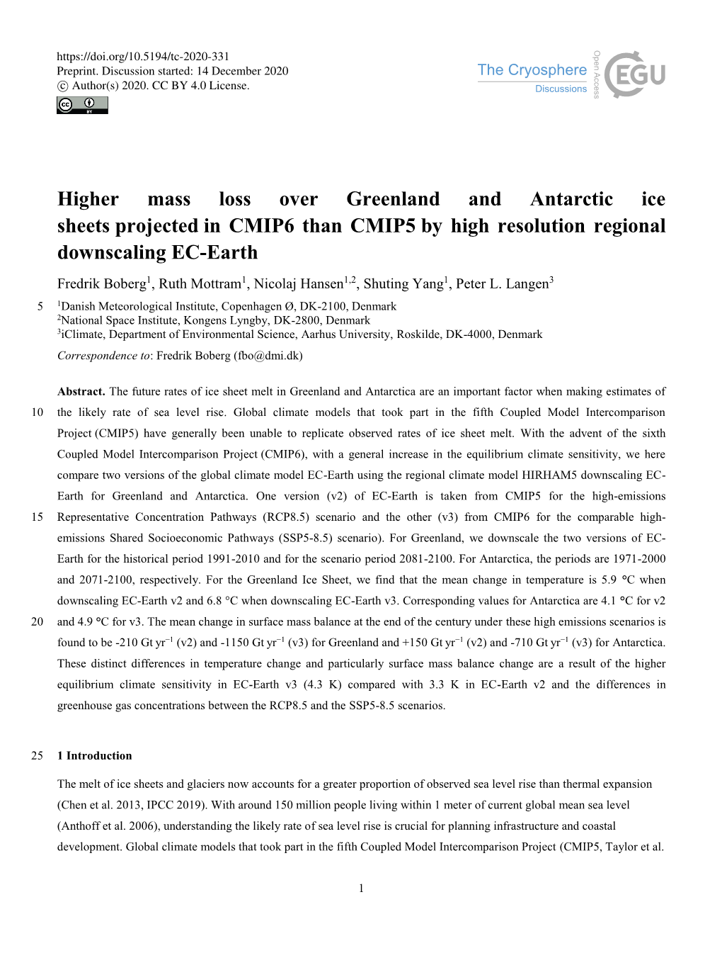 Higher Mass Loss Over Greenland and Antarctic Ice Sheets Projected In