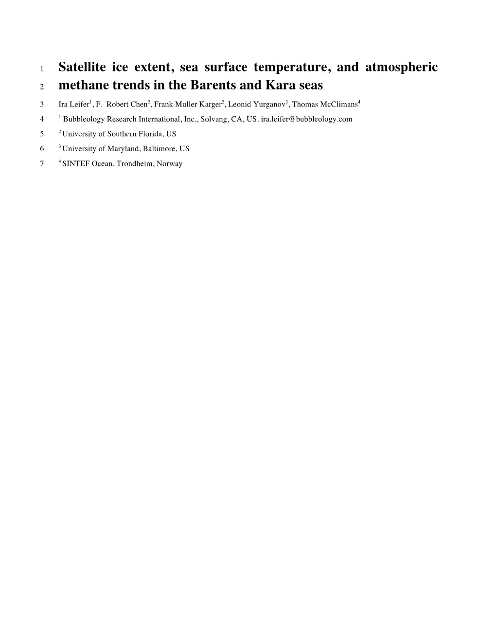 Methane Trends in the Barents and Kara Seas