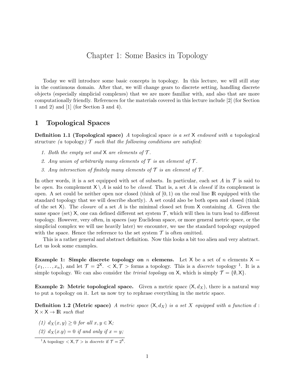 Chapter 1: Some Basics in Topology