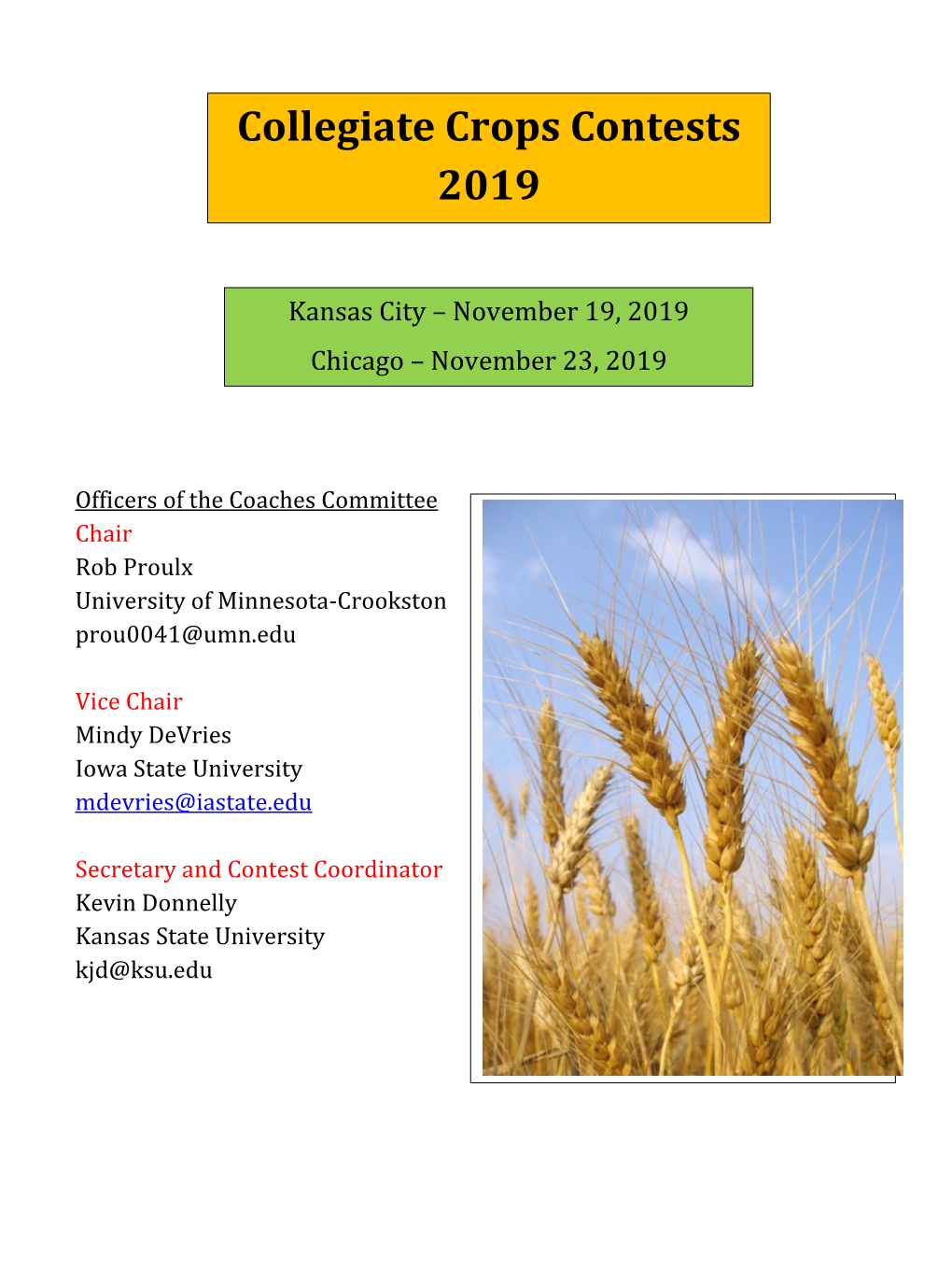 Collegiate Crops Contests 2019