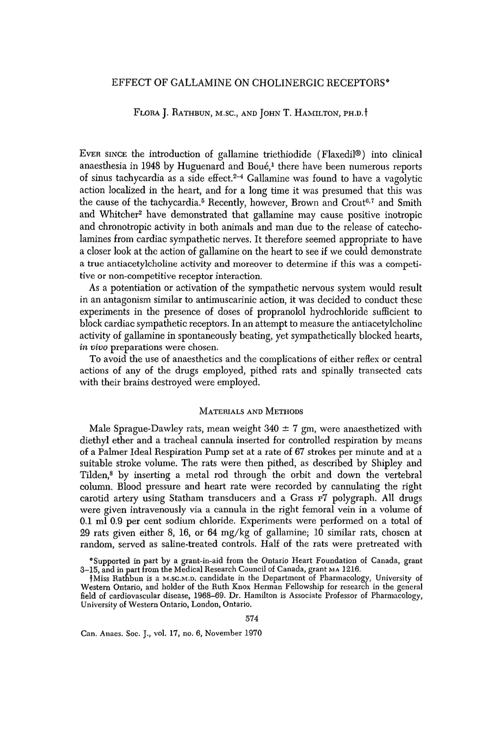 Effect of Gallamine on Cholinergic Receptors*