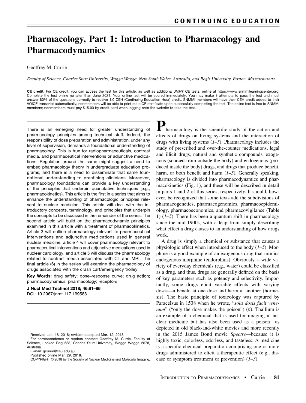 Introduction to Pharmacology and Pharmacodynamics