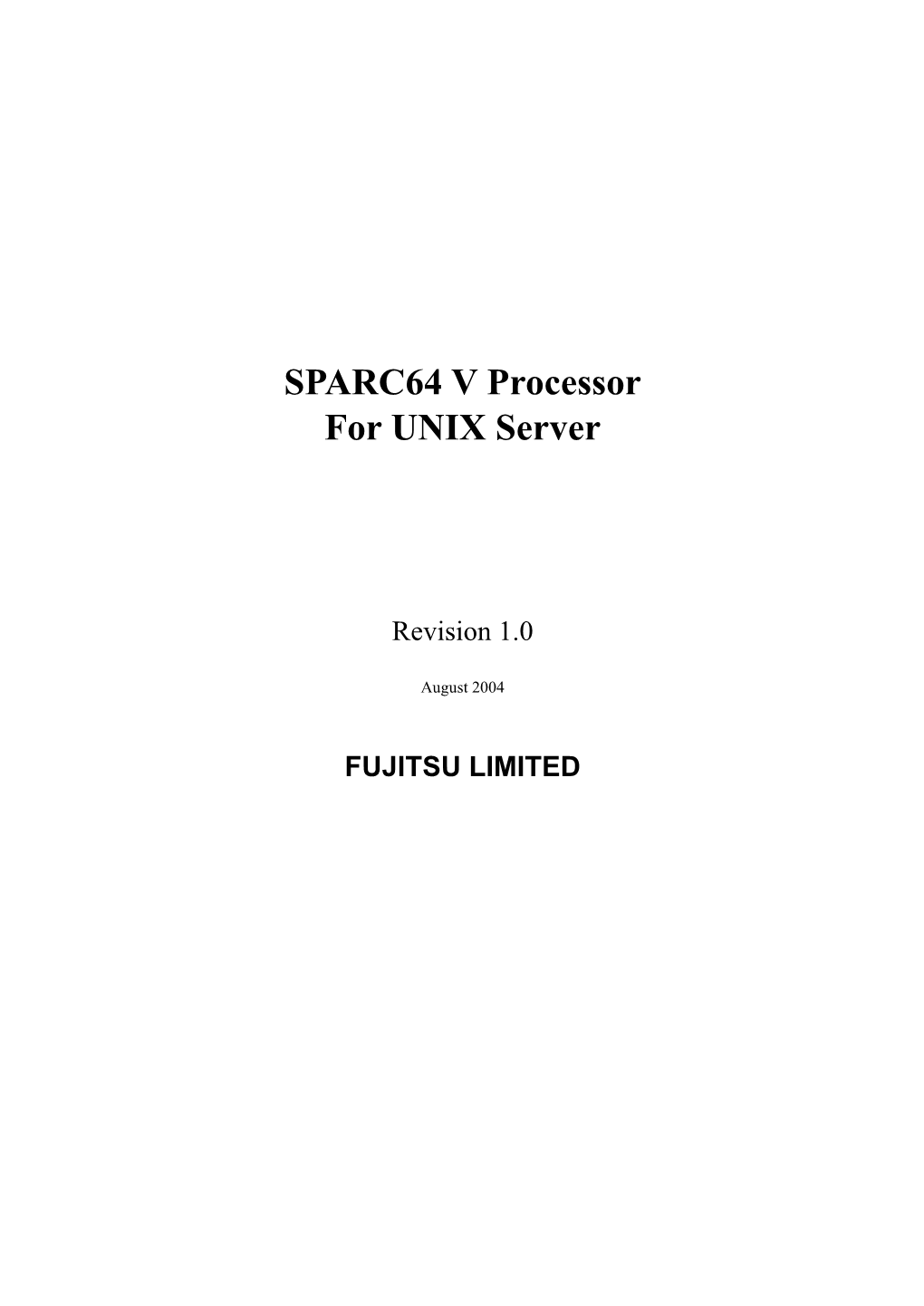 SPARC64 V Processor Whitepaper for UNIX Server