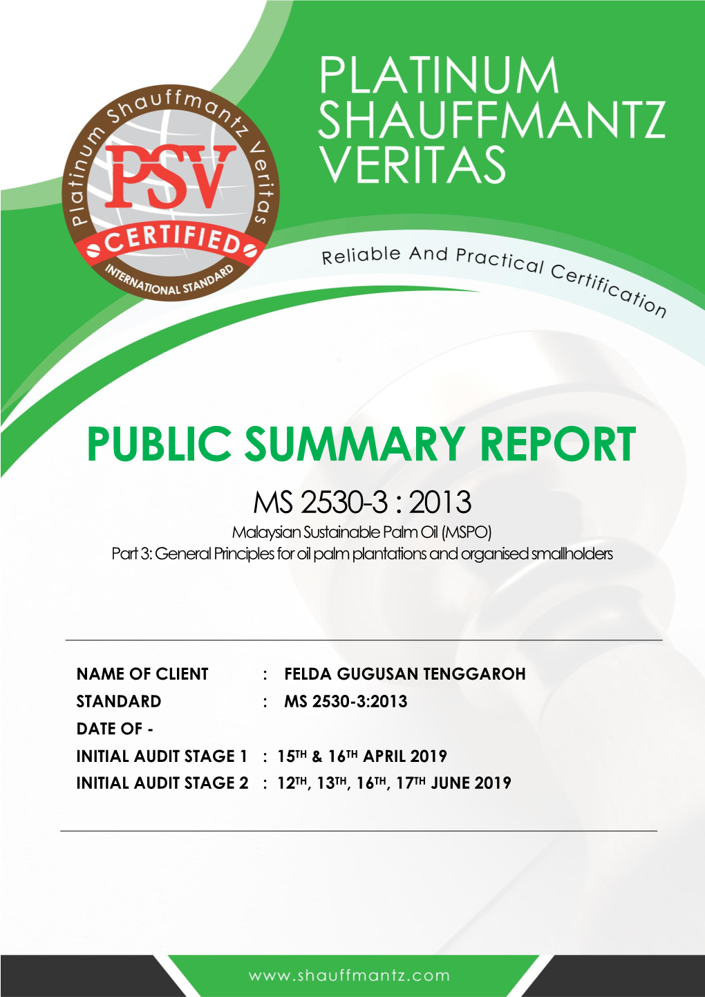AUDIT REPORT: Management System Certification