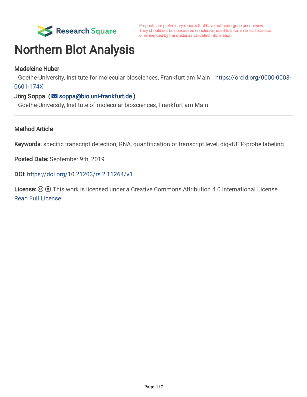 Northern Blot Analysis