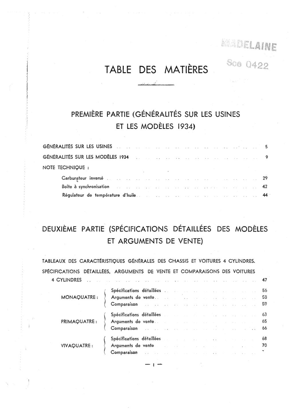 Table Des Matières