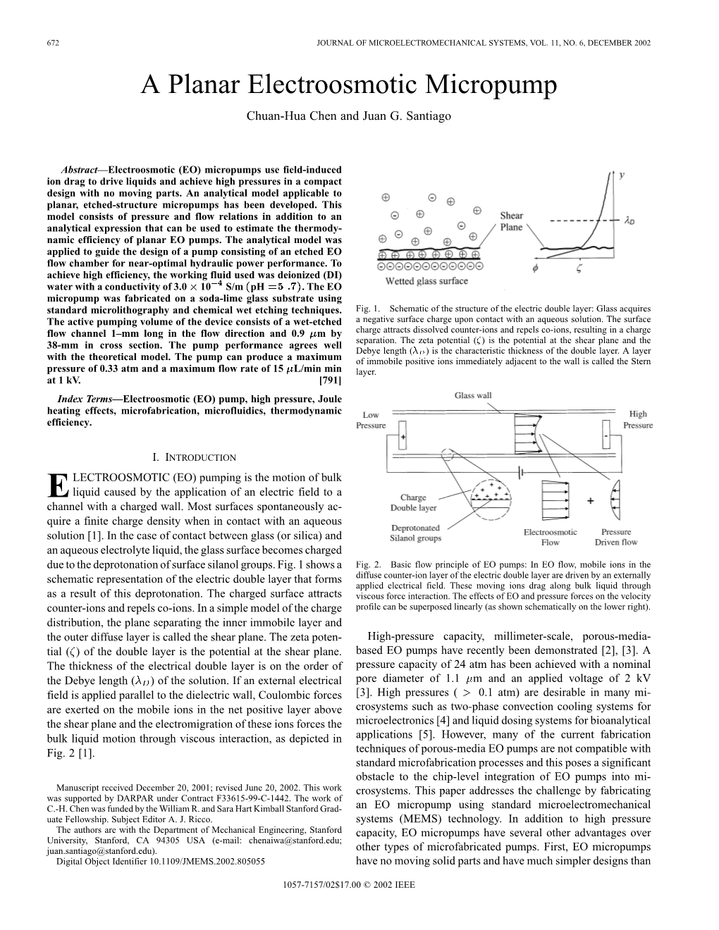 A Planar Electroosmotic Micropump Chuan-Hua Chen and Juan G
