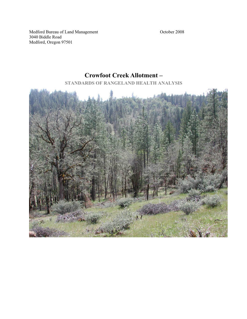 Crowfoot Creek RANGELAND HEALTH ANALYSIS
