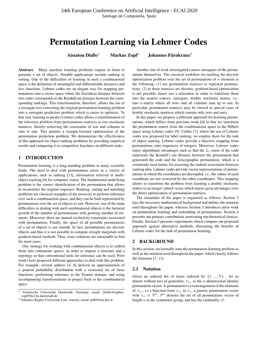 Permutation Learning Via Lehmer Codes