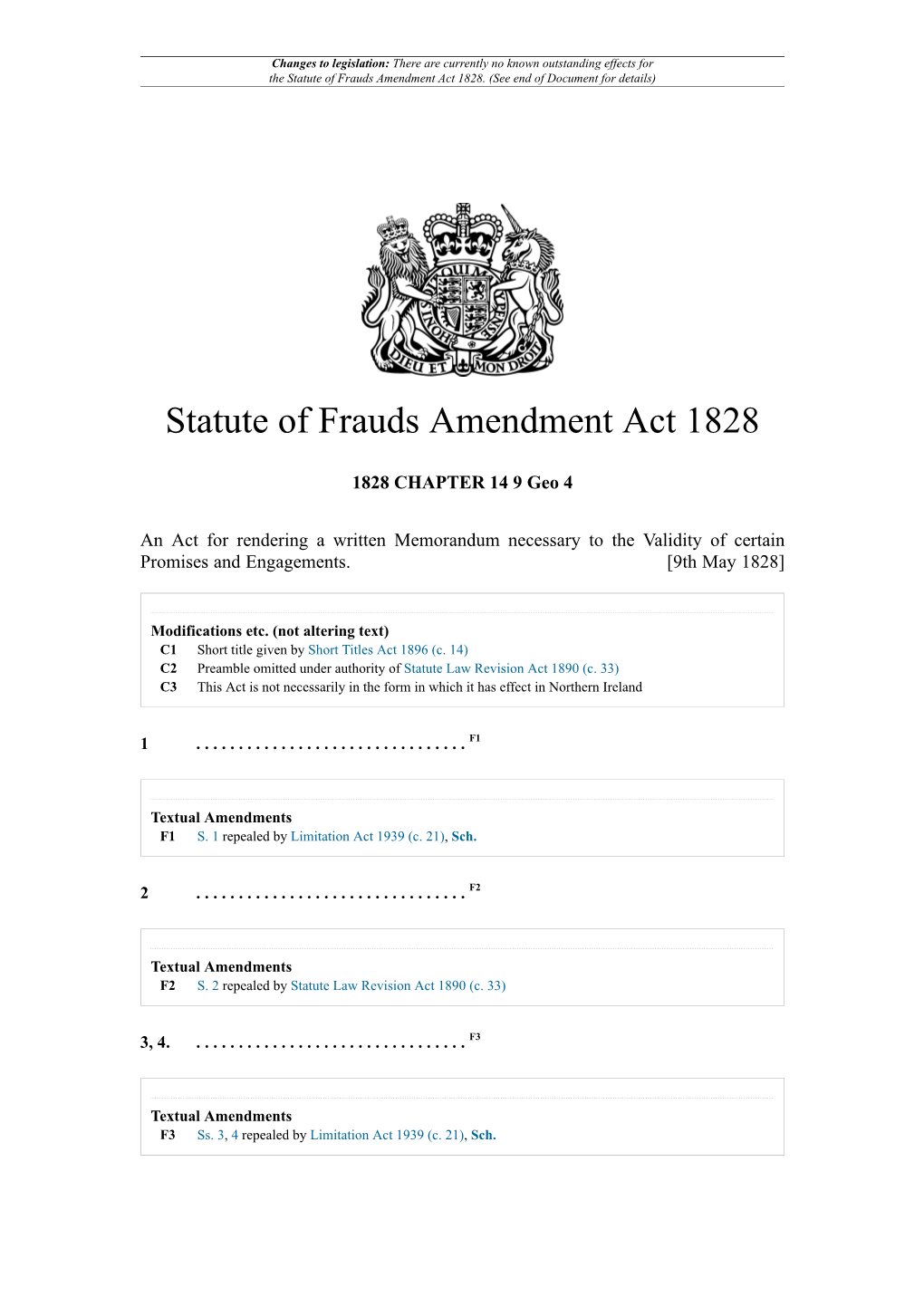 Statute of Frauds Amendment Act 1828