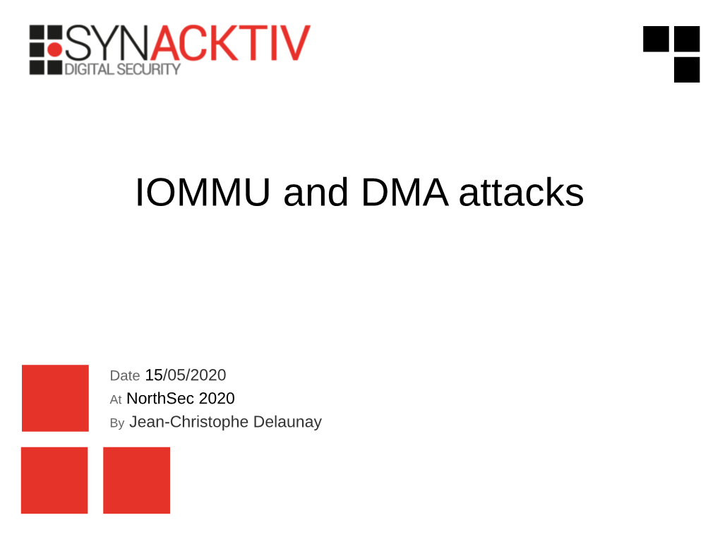 IOMMU and DMA Attacks