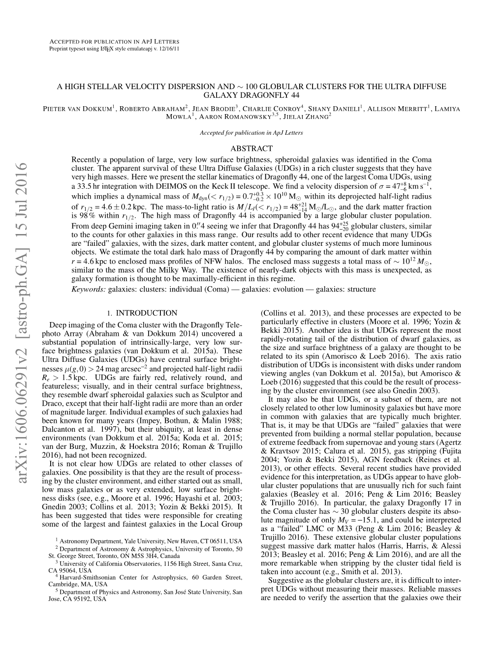 Arxiv:1606.06291V2 [Astro-Ph.GA] 15 Jul 2016