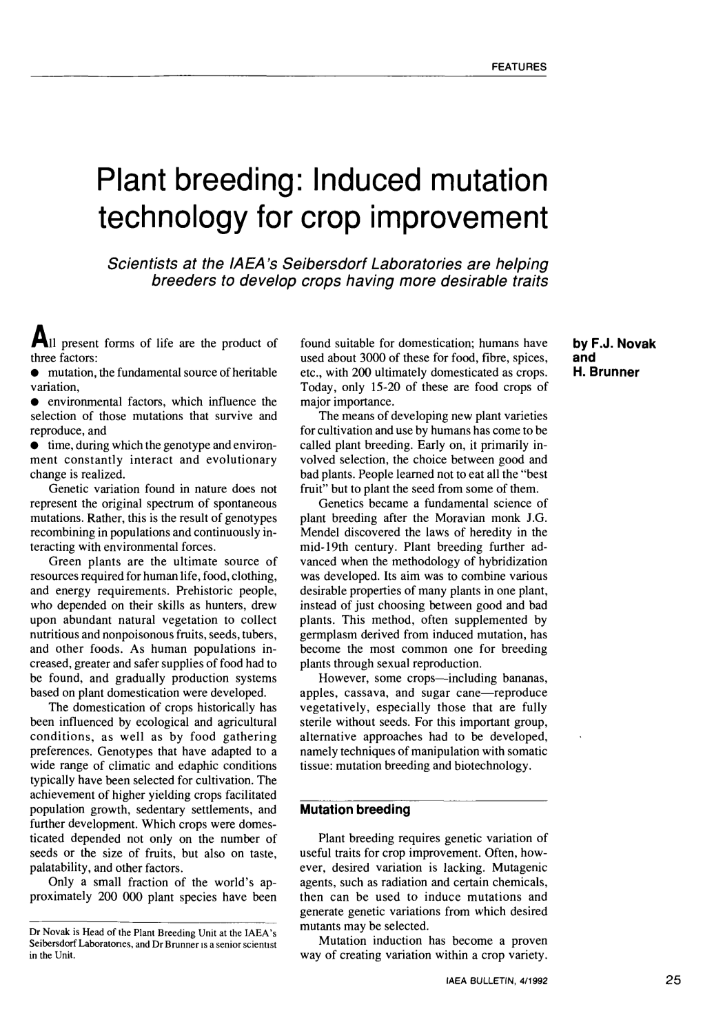 Plant Breeding: Induced Mutation Technology for Crop Improvement