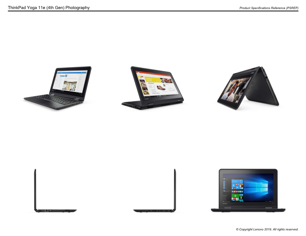 Thinkpad Yoga 11E (4Th Gen) Photography Product Specifications Reference (PSREF)