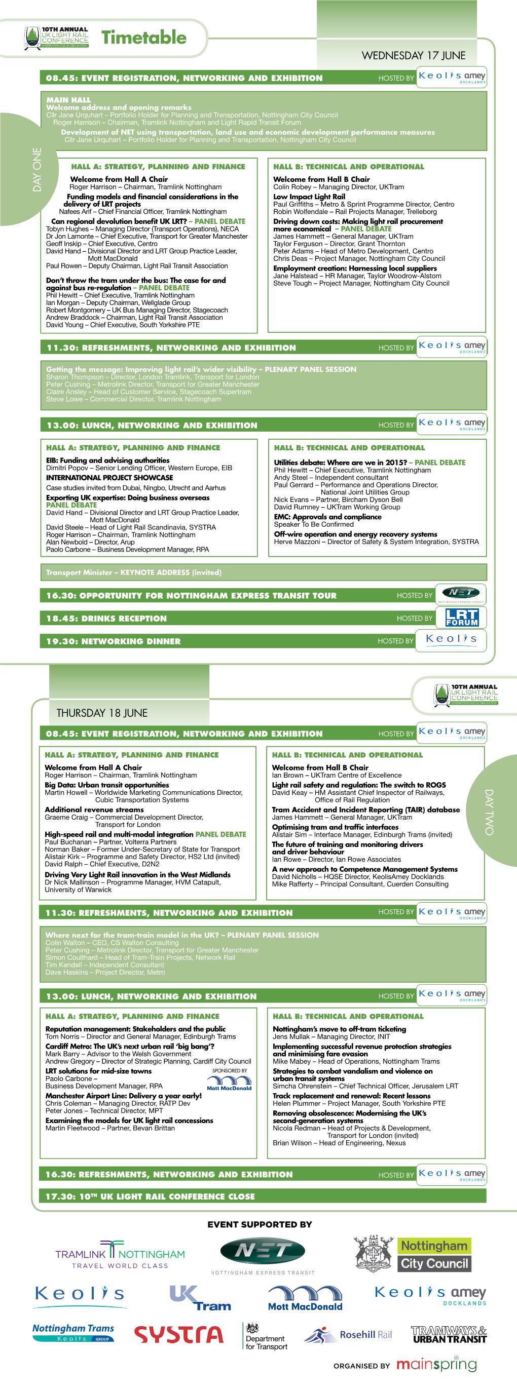 Timetable WEDNESDAY 17 JUNE