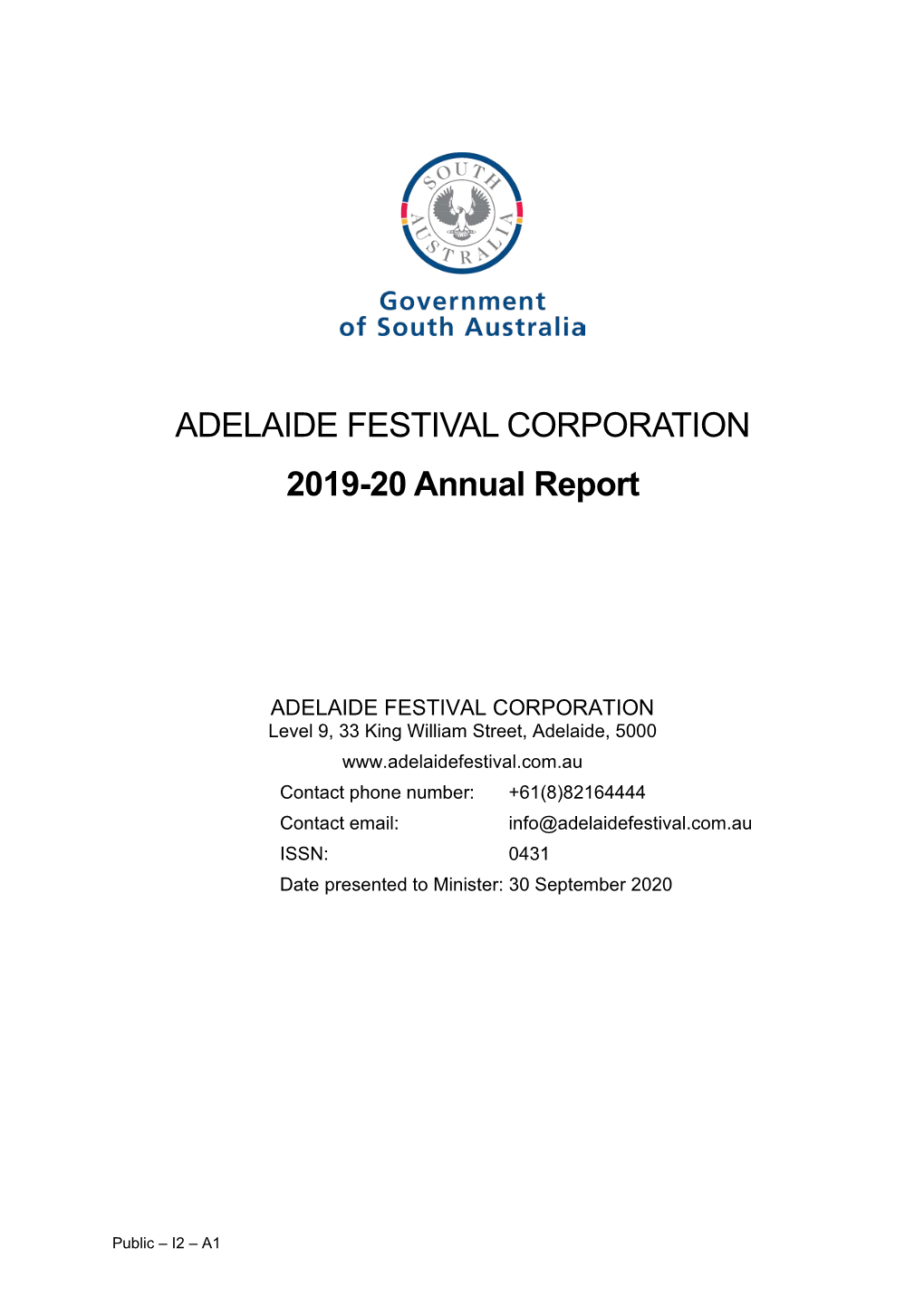 ADELAIDE FESTIVAL CORPORATION 2019-20 Annual Report