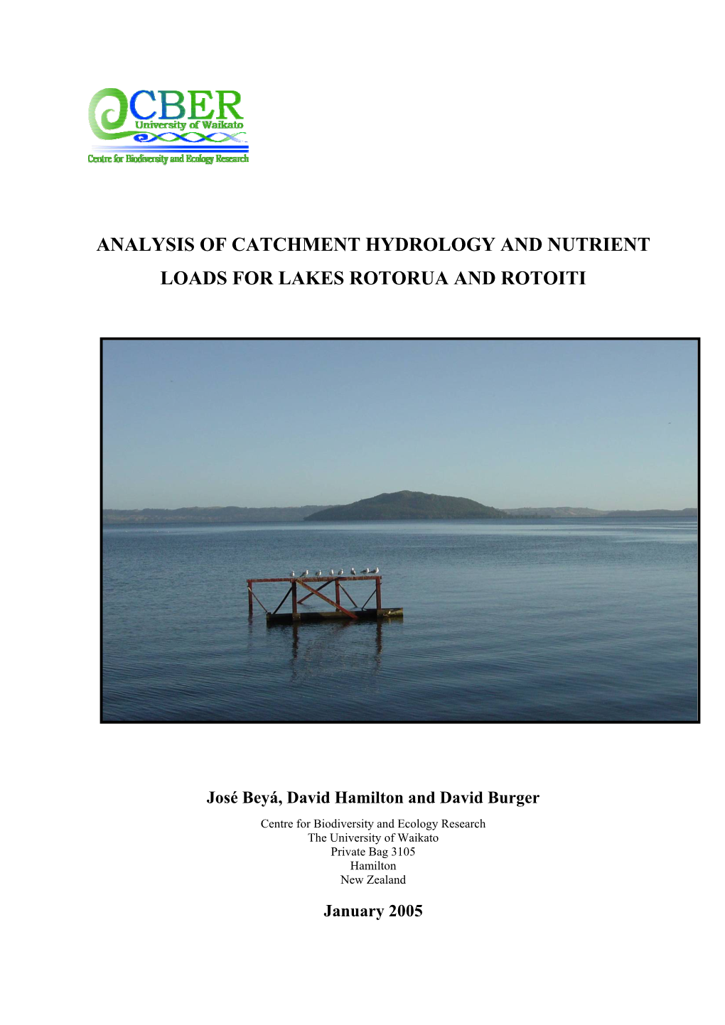 Analysis of Catchment Hydrology and Nutrient Loads for Lakes Rotorua and Rotoiti